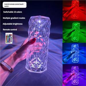 ไฟตั้งโต๊ะคริสตัล RGB เปลี่ยนสีได้ ควบคุมรีโมท ระบบสัมผัส ไฟกลางคืนสวยงาม สำหรับตกแต่งห้องนอนและห้องนั่งเล่น