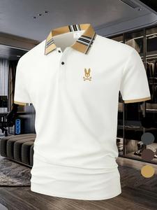 Polo de hombre de poliéster profesional con diseño de conejo esqueleto [estilo golf], deportivo y para ocio, elegante y cómodo, clásico, manga corta, resistente al desgaste y duradero, multicolor