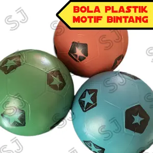 bola plastik motif bintang / bola sepak plastik / bola ringan 1pcs