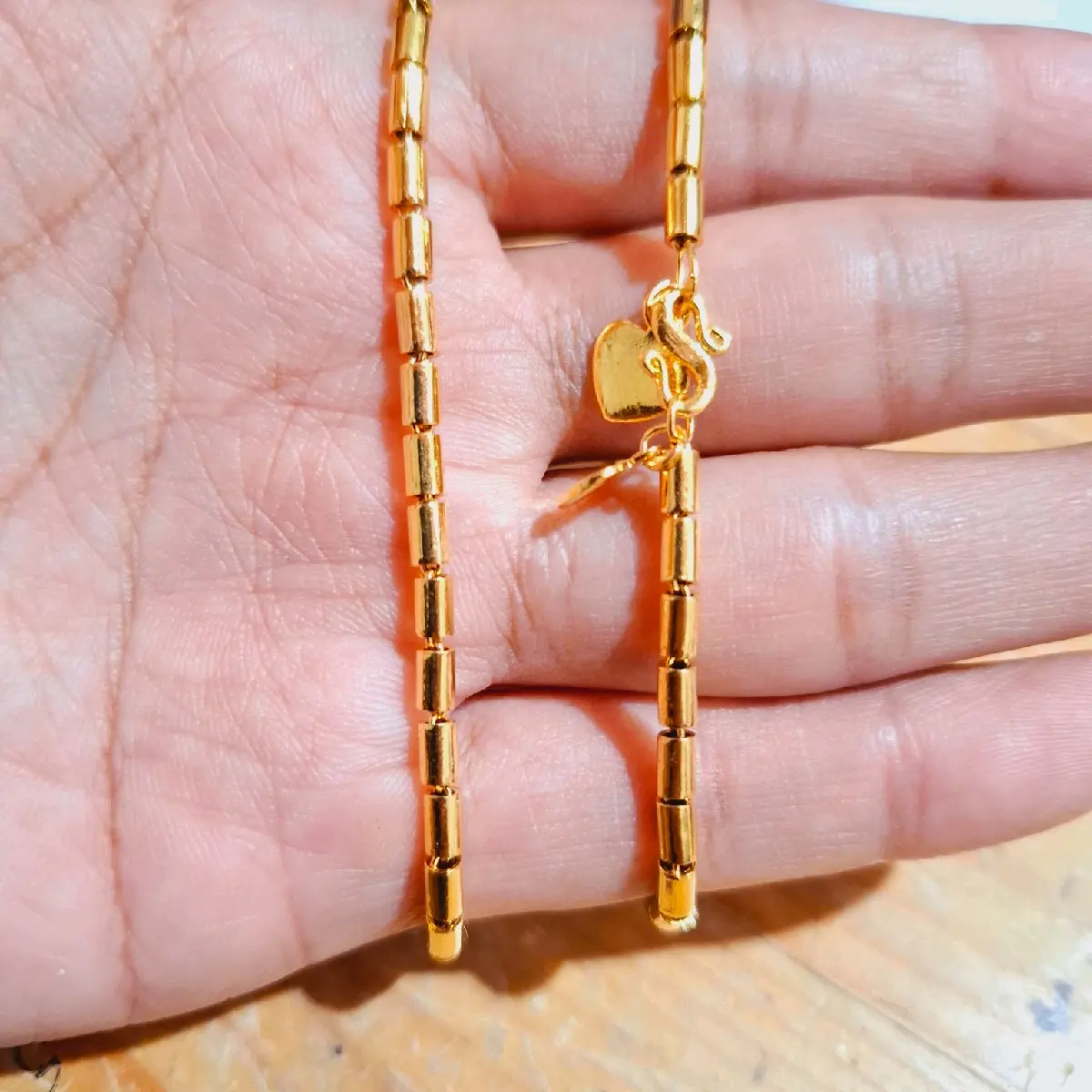 Perhiasan Gelang Tangan Motif Bambu Polos Kecil Lapis Emas 24