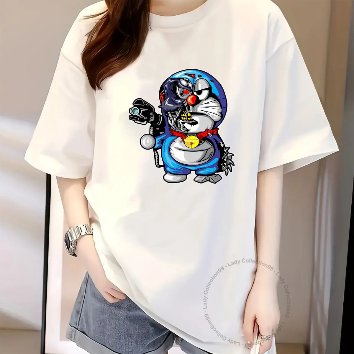 Kaos Oversize Unisex Wanita | Kaos Oversize Tshirt | Kaos Oversize Wanita | Kaos Oversize Premium | Kaos Wanita Oversize -  ANIME DORAEMON Combed Sablon