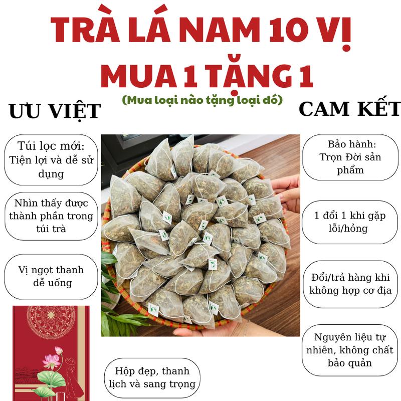 Mua 1 tặng 1 Trà Lá Nam 10 Vị túi có lưới lọc Thảo Dược Zone -1 hộp 30 gói tặng 1 hộp 30 gói Chè Tea