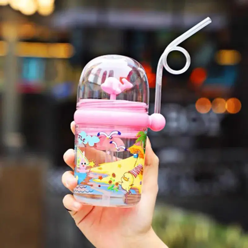 GOOD HOME Fountain Botol Minum 260ml Dengan Sedotan (Tanpa Tali) Dengan Motif Paus Bottles