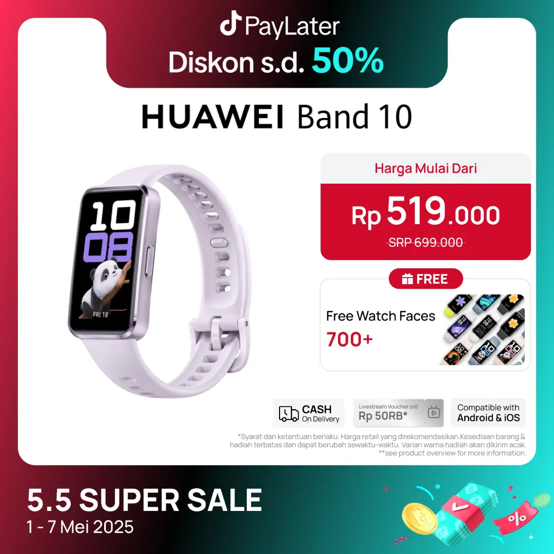 [Best Promo] HUAWEI Band 10 Smartband | Sleek Aluminum Alloy Case | Pro-Level Sleep Analysis | Emotional Wellbeing Assistant Aluminium Jam Watch Layar | smartwatch