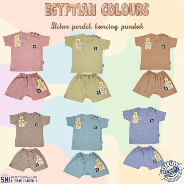 Ridges Stelan Piyama Pendek Kancing Pundak Polos Egyptian Colours/STPD273 Motif Fashion