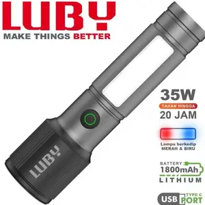 SENTER LED ZOOM LUBY L-AL8003 35W - BODY ALUMINIUM - 6 MODE CAHAYA - JARAK JAUH - TAHAN LAMA - TypeC