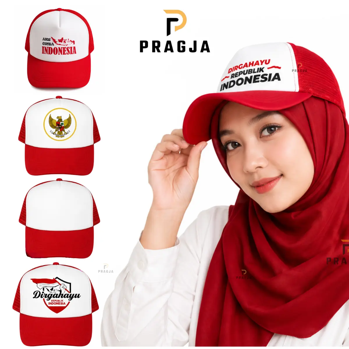 Topi Merah putih Topi logi Dirgahayu topi carnaval topi hut ri Topi Bisbol  Pria Wanita PRAGJA