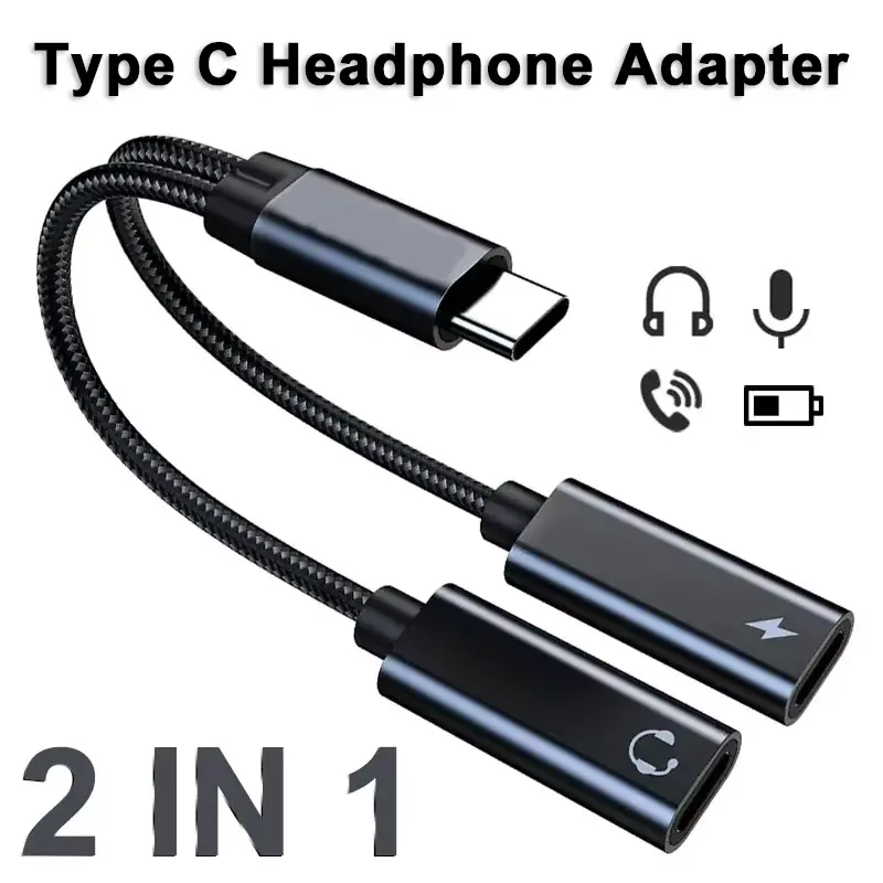 Bộ Chia USB C Loại C 2 Trong 1, Mới, Bộ Chuyển Đổi Âm Thanh Giắc Cắm Tai Nghe USB C Loại Âm Thanh Kép, Thích Hợp Để Sạc Cho Samsung, iPhone, 15, 16, iPad, Huawei Phụ Kiện Sạc Điện Thoại