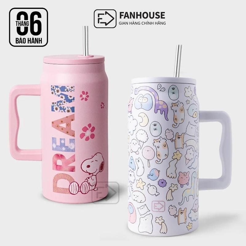 Mẫu Mới T1 2025 Bình giữ nhiệt Snoopy dung tích 1500ml chất liệu inox 304 Fan House khắc tên theo yêu cầu