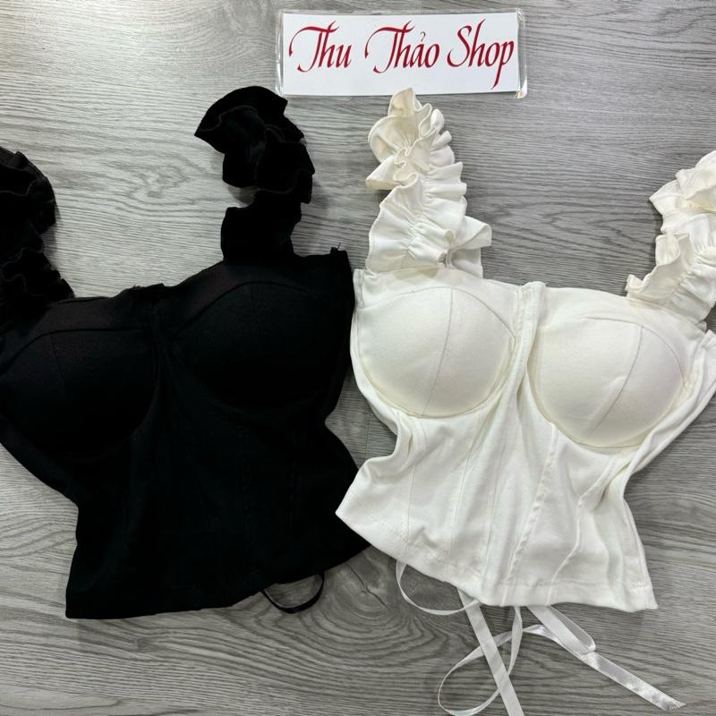 ( DUỚI 52 KÝ ) ÁO 2 DÂY CROPTOP PHÍA SAU ĐAN DÂY FOM NGẮN TRÊN RÚN ( MÃ CỦ )