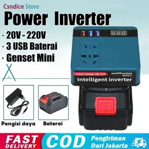 Inverter Baterai Lithium 3 USB Soket 21V ke 220V Genset Mini Multifungsi 100W Power Inverter Untuk Camping dengan Perlindungan Panas dan Beban Berlebih