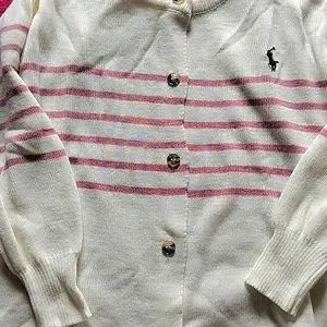 Cardigan Khalisa Motif Salur Knitwear Couple Anak Perempuan Fashion sweater rajut cewek