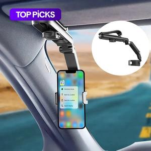 回転可能な車のサンバイザー電話ホルダー、ユニバーサルな多機能車の電話ホルダー、iPhone 7インチ対応の車のインテリアアクセサリー、携帯電話用の車のマウント