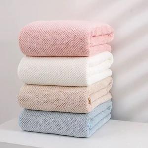 N+ 2pcs Toalla de felpa de cuadros para el hogar, de secado rápido, altamente absorbente y que no suelta pelusas 70*140CM