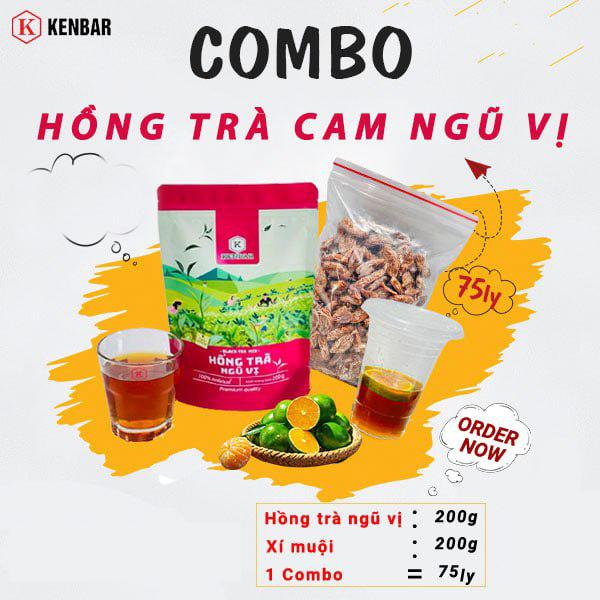  Combo Hồng Trà Ngũ Vị + Xí Muội  Kenbar  - Pha Hồng Trà Cam Ngũ Vị  75 Ly 1 Combo  