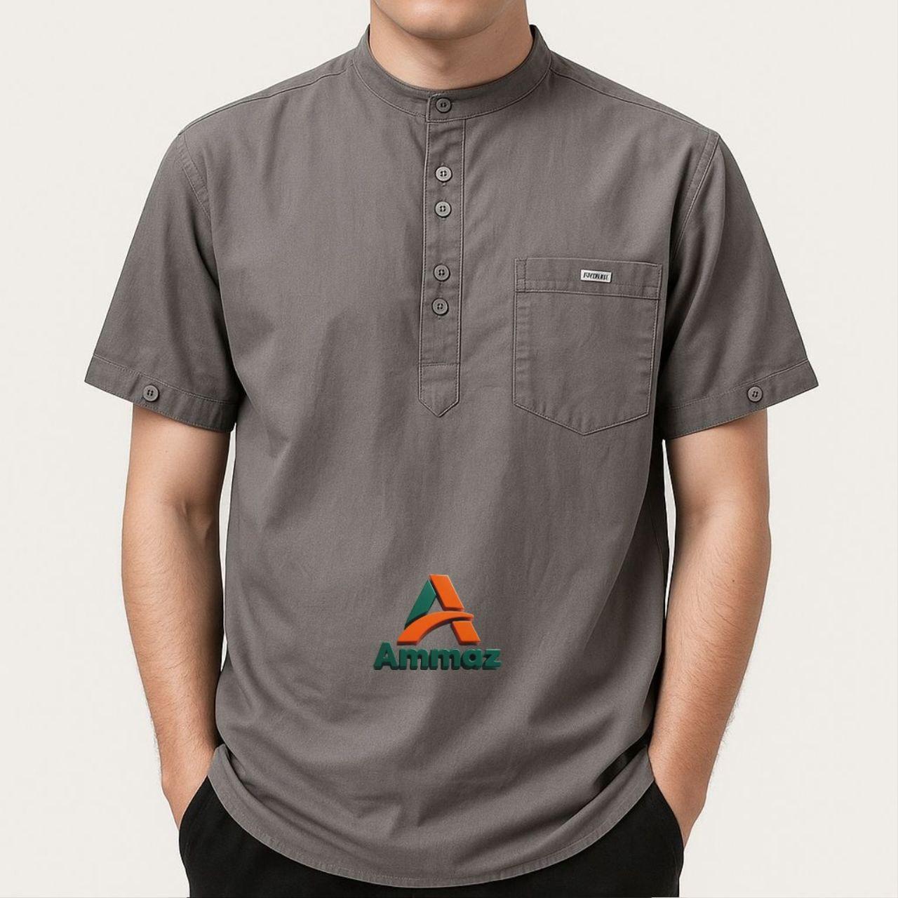 Ammaz Baju Koko Pria Lengan Pendek Katun Premium Terbaru Kekinian Bahan Nyaman Desain Trendi Cocok untuk Gaya Kekinian dan Tampilan Modis Muslim Dewasa Kurta