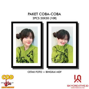2 PCS Cetak 20x30 cm 10R  + Bingkai Foto MDF  Hiasan Dinding Estetik Rectangle dinding
