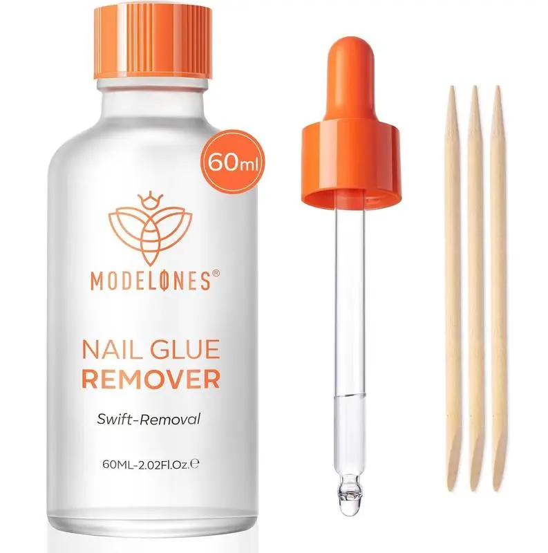 Modelones Nail Glue Remover for Press On Nails, 60 ML Press On Nails Remover for Nails Press Ons Nail Tips Acrylic Nails, Nail Polish Remover with Crystal Stick 0