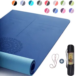 TPE Yoga Mat With Position Line 6mm Non-Slip Double Layer Sports