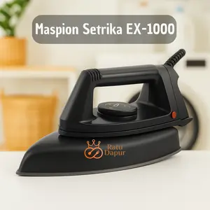 [AFF5] Maspion Setrika EX-1000 Listrik Stainless Steel Anti Lengket Hemat Listrik 350W Garansi 1 Tahun Setrika Kekinian Modern dengan Proteksi Ganda dan Alas Anti Lengket Kabel