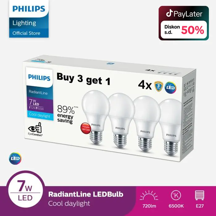Lampu Philips RadiantLine Multipack Bohlam LED 7W 6500K Putih