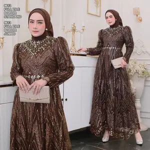 KEMILAU OFFICIAL - Gaun Asya All Size LD 110 cm - Dress Busana Muslim Kondangan Pesta Brukat