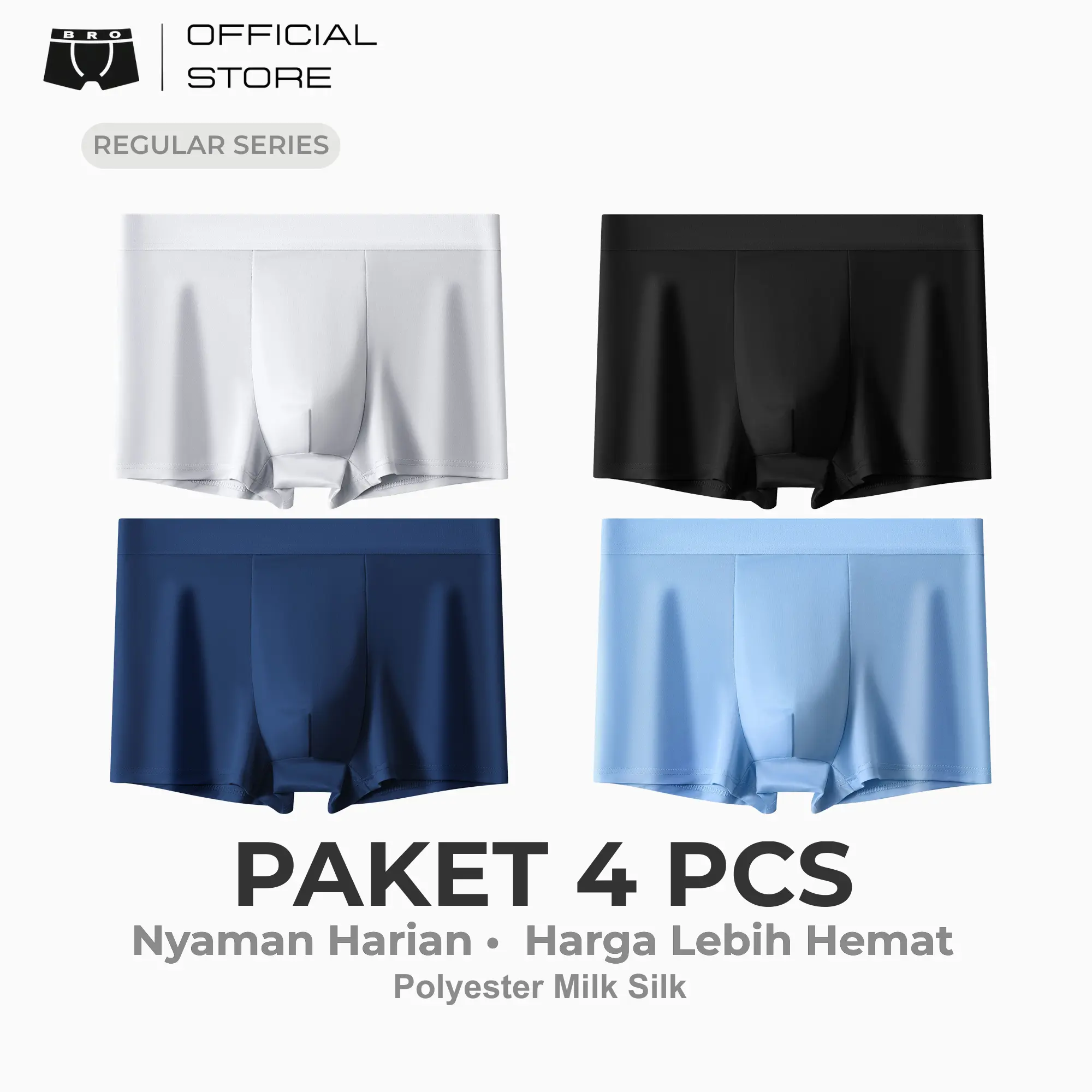 UNDERBRO Giovanni PAKET 4 PCS Celana Dalam Boxer Pria Polyester Milk Silk