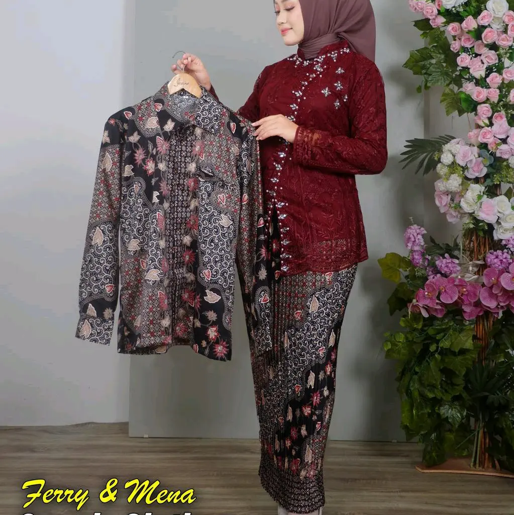 Setelan Kebaya Couple Modern Sintia Baju Kondangan Suami Istri Pasangan Sarimbit