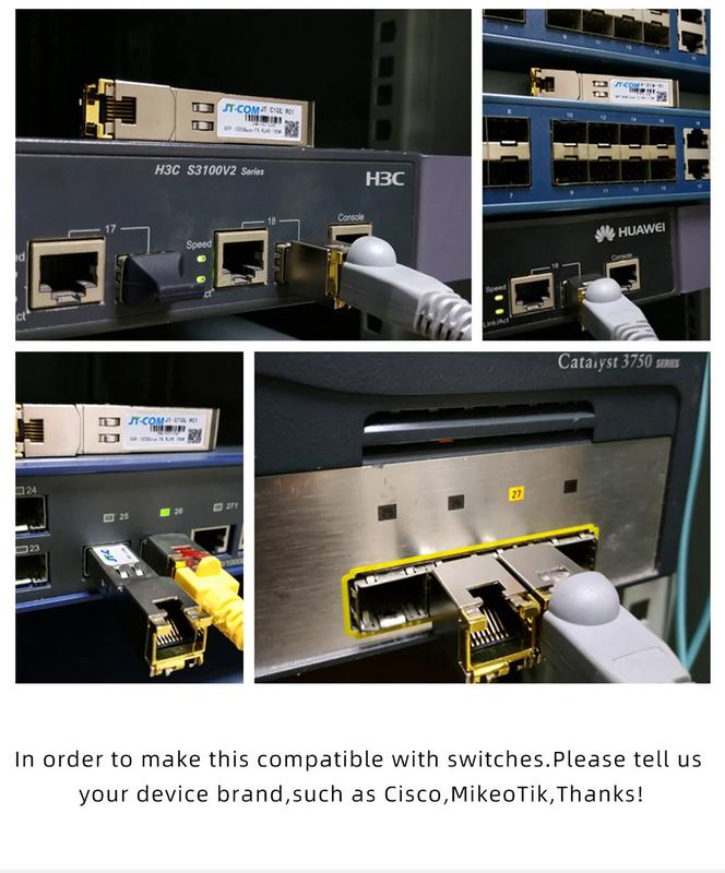 Product Introduction of SFP Module 1000Mbps SFP Copper RJ45 SFP Transceiver Module Compatible with Cisco/Microrotik Gigan bit Ethernet Switch. 2