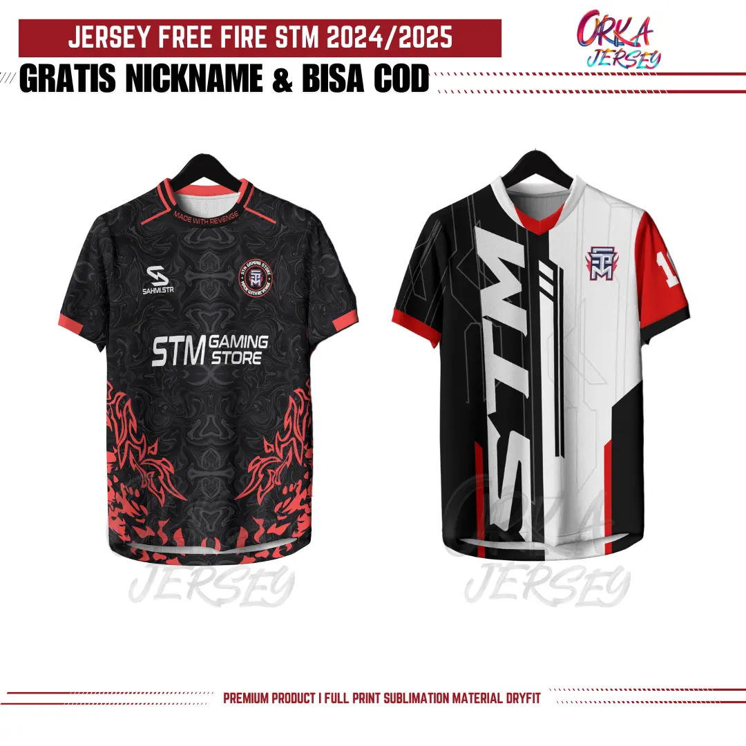 Jersey STM Hitam Putih 2024/2025 Premium terbaru gratis nickname Pakaian