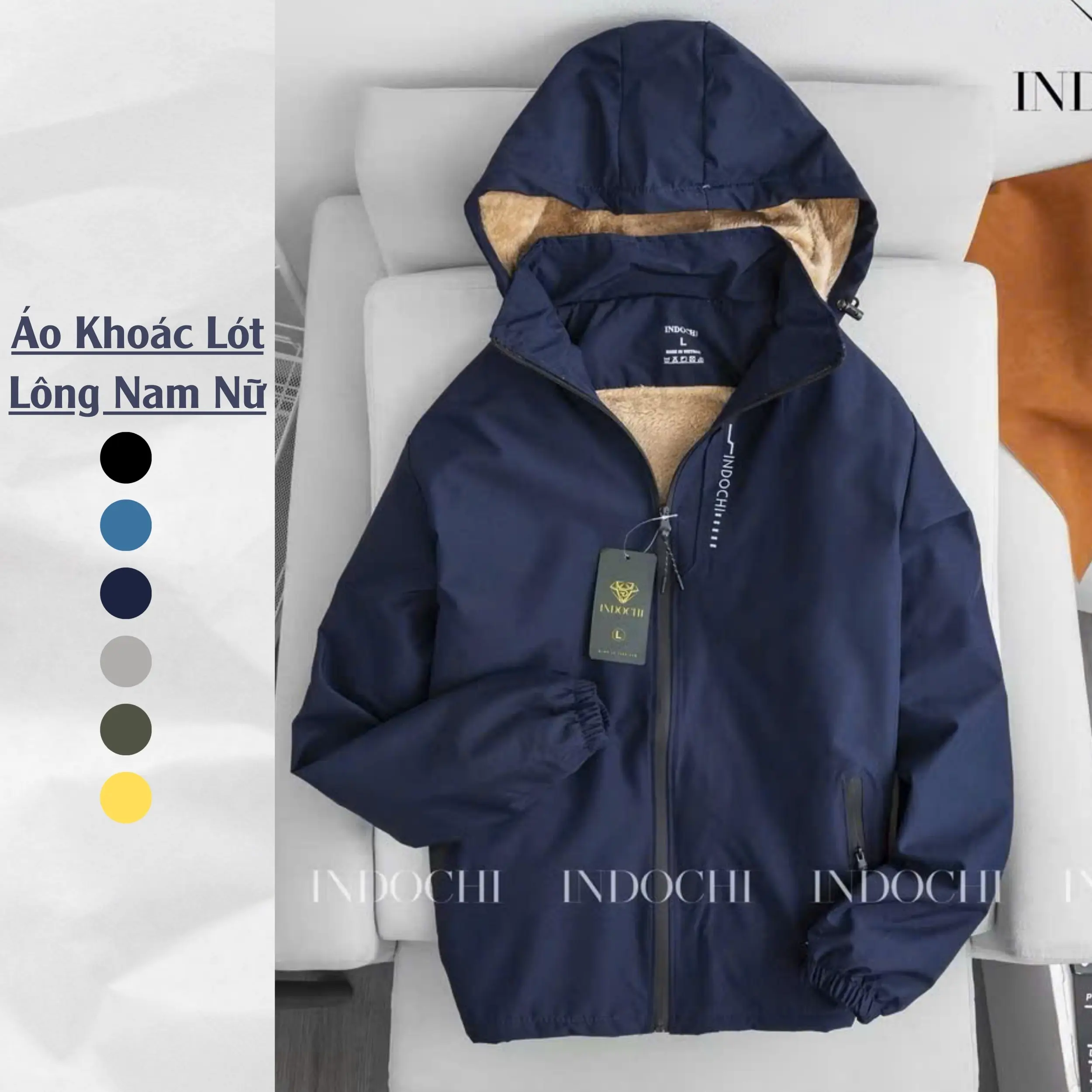 ( 4 TÚI ) Áo Khoác Gió Lót Lông 2 Lớp Unisex Nam Nữ Chống Nước UV