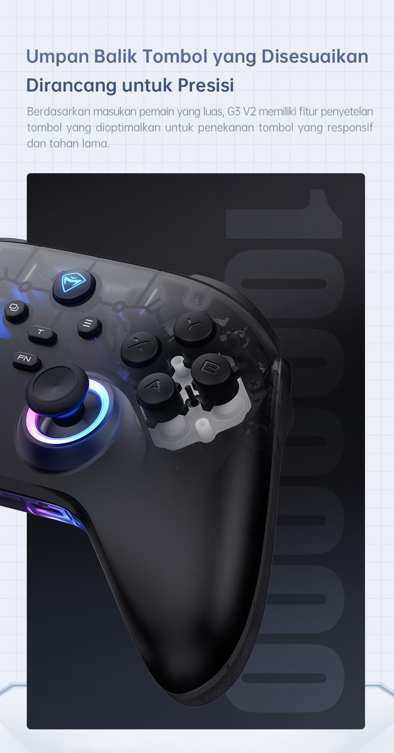 Machenike G3 V2 Wireless Gaming Controller With Dock Pengisian Tri-Mode Bluetooth Baterai 1000mAh Hall Effect Trigger Joystick Gamepad untuk Switch Steam PC