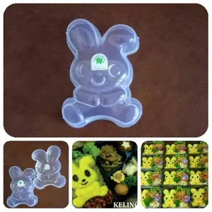Cetakan nasi bento kelinci melody puding jelly coklat Bunny Warna, Bening Tebal