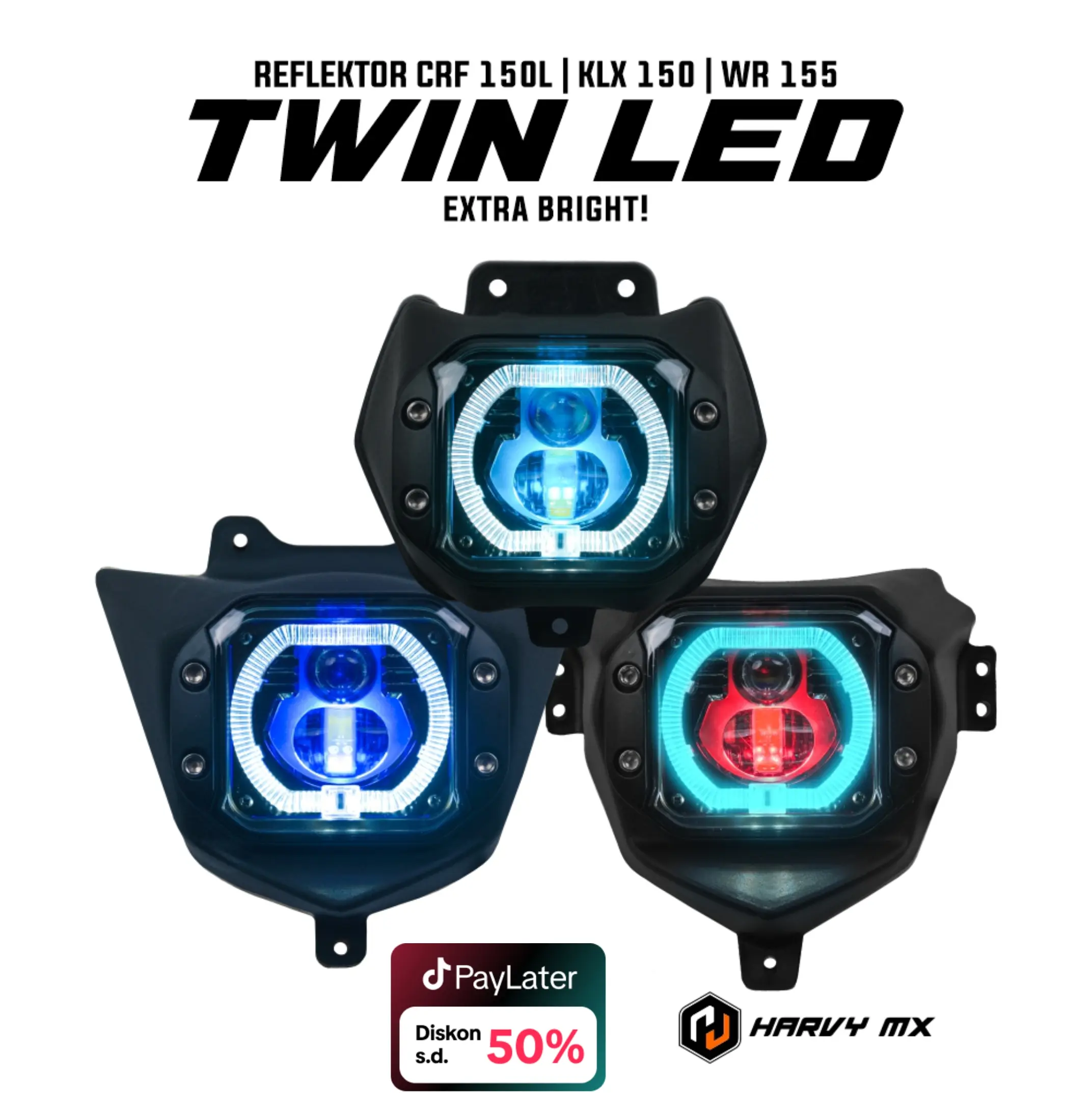 HARVYMX Reflektor Twin Led CRF 150L KLX Bigfoot Dtracker New WR 155