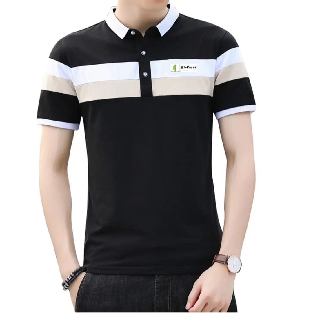 KAOS POLO SHIRT PRIA LENGAN PENDEK BAHAN KATUN KERAH STRIP