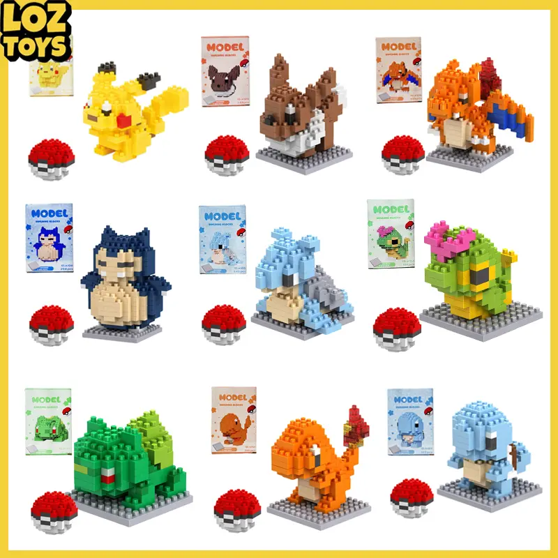 Nano Block Mini Pikachu DIY Balok Susun Pokemon Mainan Bricks Education Nano 3D Blok Building Kartun