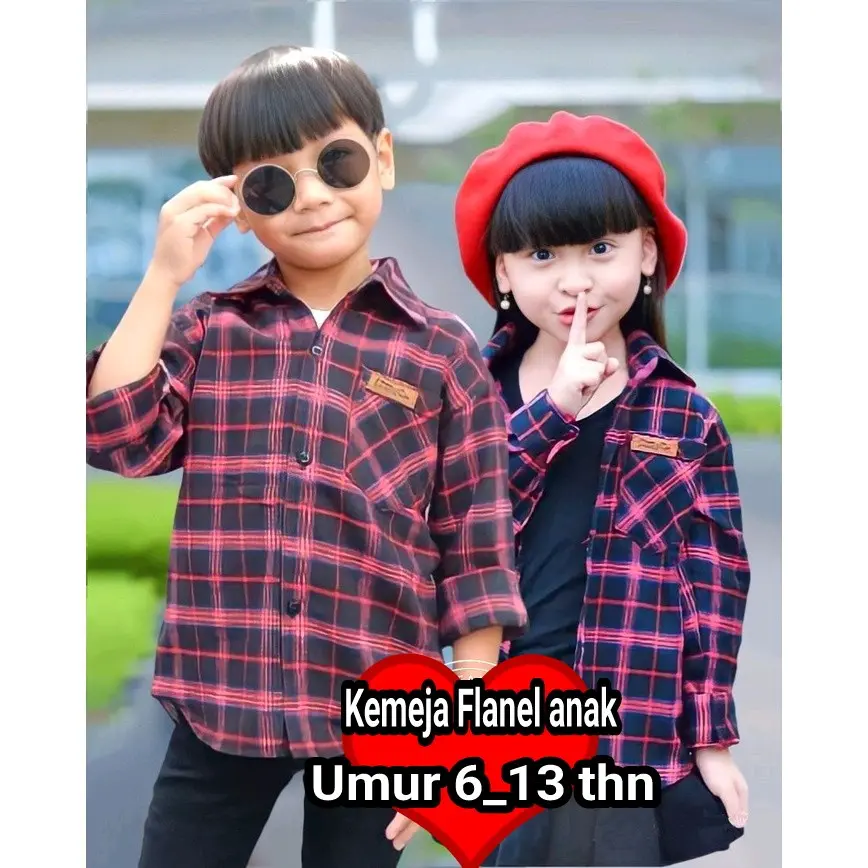 ATASAN KEMEJA FLANEL ANAK PREMIUM KATUN IMPORT QUALITY LENGAN PANJANG USIA 6-13 TAHUN LAKI LAKI DAN PEREMPUAN BAJU FASHION
