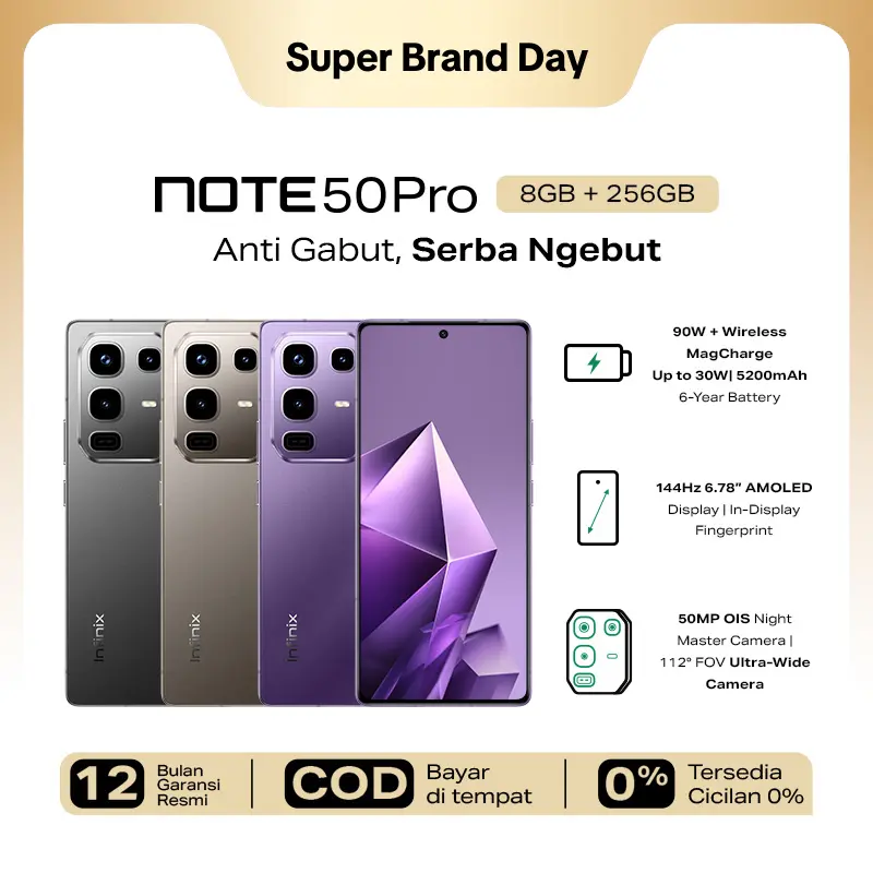 Infinix Note 50 Pro 8/256GB - Up to 16GB Extended RAM - Helio G100 Ultimate - 6.78” FHD+ Amoled - 50MP OIS - 5200 mAh - NFC