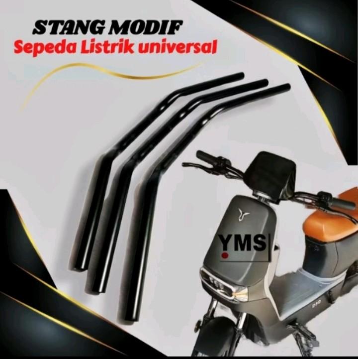 Setang Modif Pendek Sepeda Listrik Stir Hitam Bahan Tebal Tinggal Pasang Stang 0