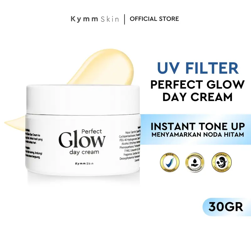 [EXCLUSIVE] KYMM SKIN Perfect Glow Day Cream 10gr with UV Protector & Anti Bluelight Kymm Skin | Krim Pagi Moisturizer Pelembab Perawatan Mencerahkan Pencerah Wajah Kusam Anti Aging Noda Hitam 2