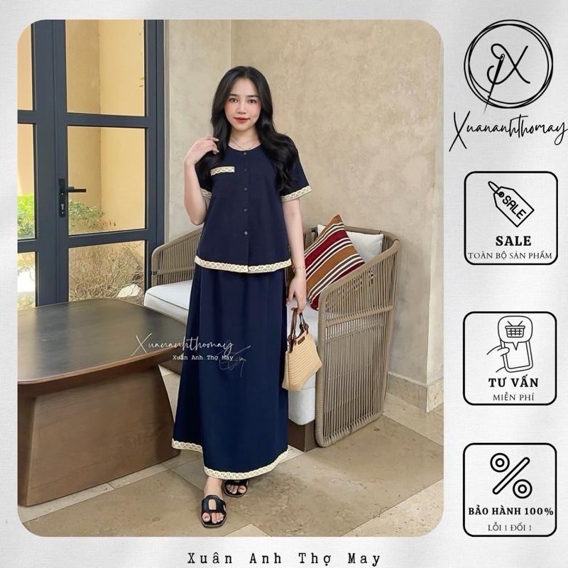 Set áo + chân váy kê ren vải đũi nhật - Xuananhthomay