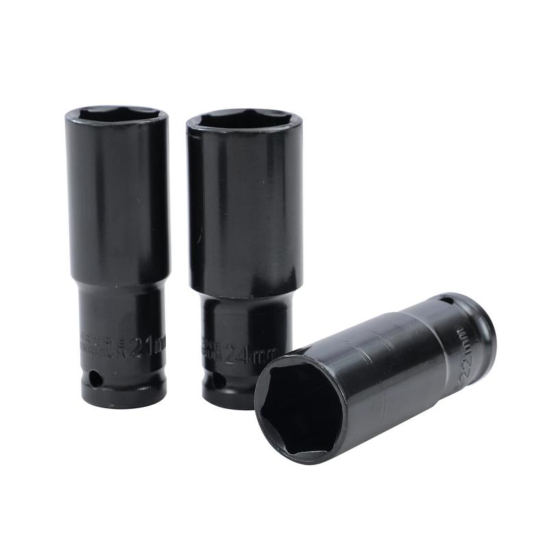 Impact Socket Set 1/2 Inch Drive 10PCs, 10mm-24mm Mertic Automotive Trucks Tractors Engines Repairing DIY Mechanic Tool ;Impact Deep Socket Set 10Pcs 10-24mm Durable Reliable Drive Cr-Mo Steel for Professional Repair DIY Tasks with Carrying Case 2