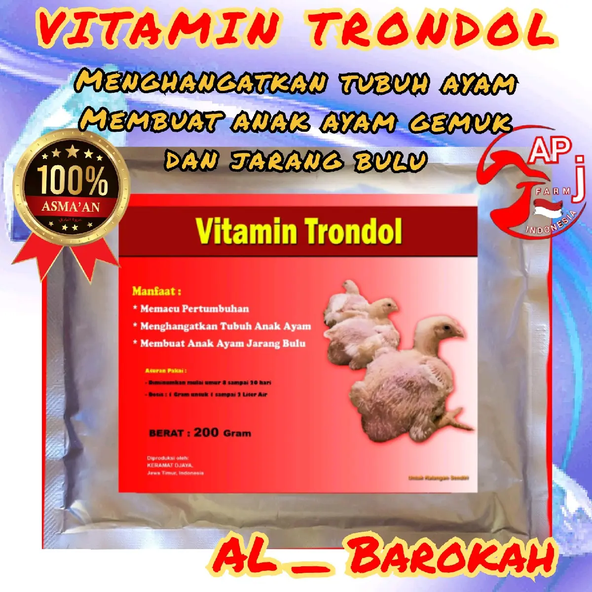 VITAMIN TRONDOL,vitamin penghangat tubuh ayam