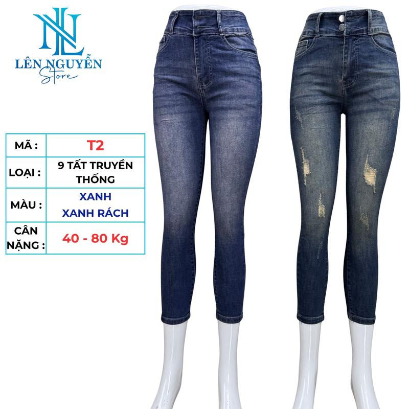  T2   Len Nguyen Store   Quần Jean  Bò  Nữ 9 Tất  Lưng Cao 2 Nút Dài 85-90cm Màu Nhạt Rách Xanh Xanh Nhạt Size 40kg-80kg Thiết Kế  Co Giãn Mền Mịn Bigsize Hotgirl Skinny Ống Ôm Năng Động Trẻ Trung Tự Tin Dễ Phối Đồ. Women Denim Pants 