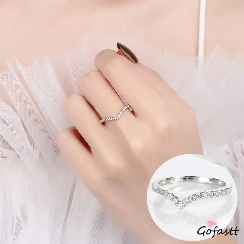 【COD】Cincin V Shape Ring Fashion Gaya Korea Wanita Simple Silver Emas Couple Dewasa Asesoris G