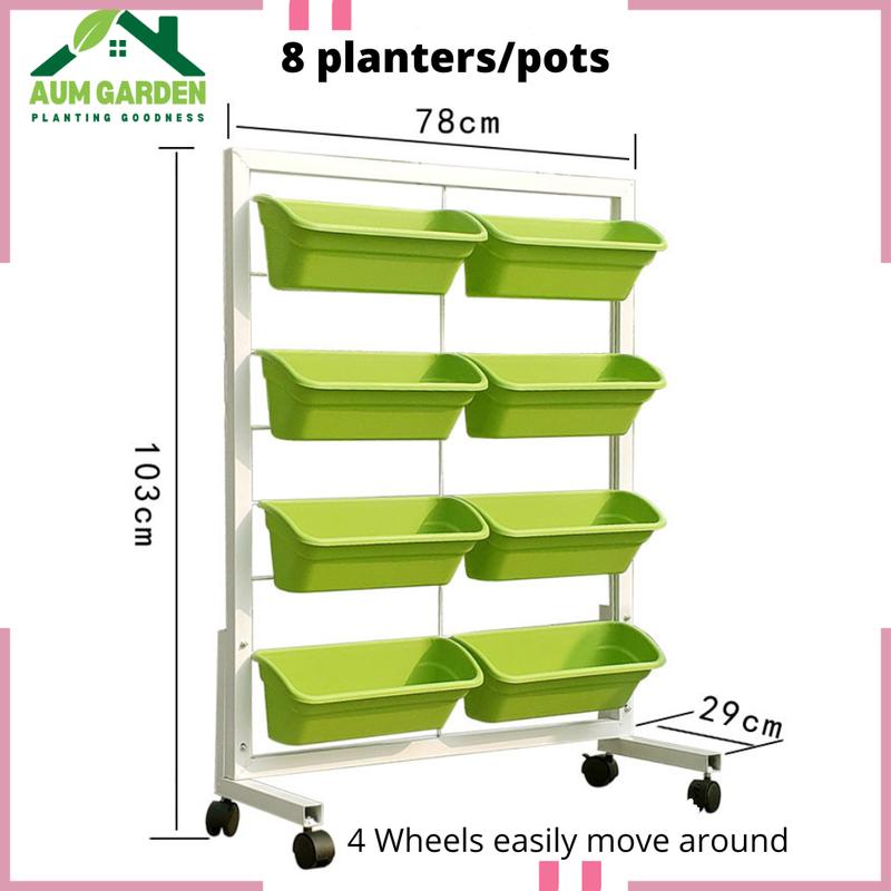 Product Introduction of Aum Garden Vertical Planter Wall Durable For Garden Balcony 4 Tier Planter With Wheels Movable 15