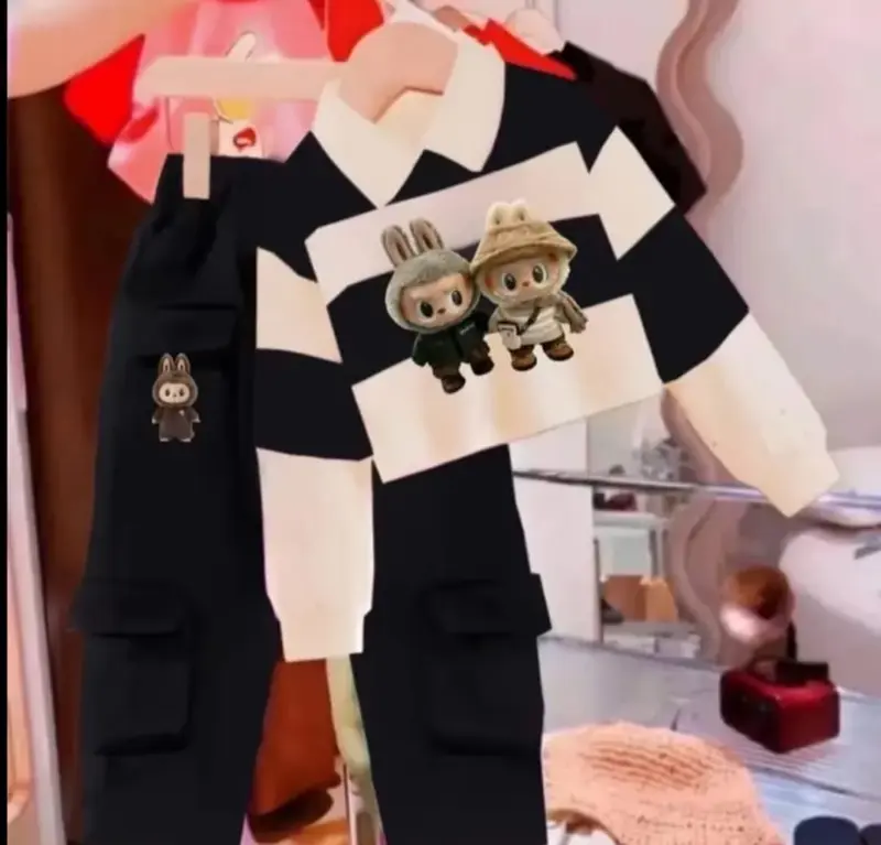 Setelan Anak Stripe Terbaru dan Celana Kargo Panjang Setelan Anak Crop Celana Kargo Model Terbaru 2-12 tahun Perempuan Bunda Parsel 2