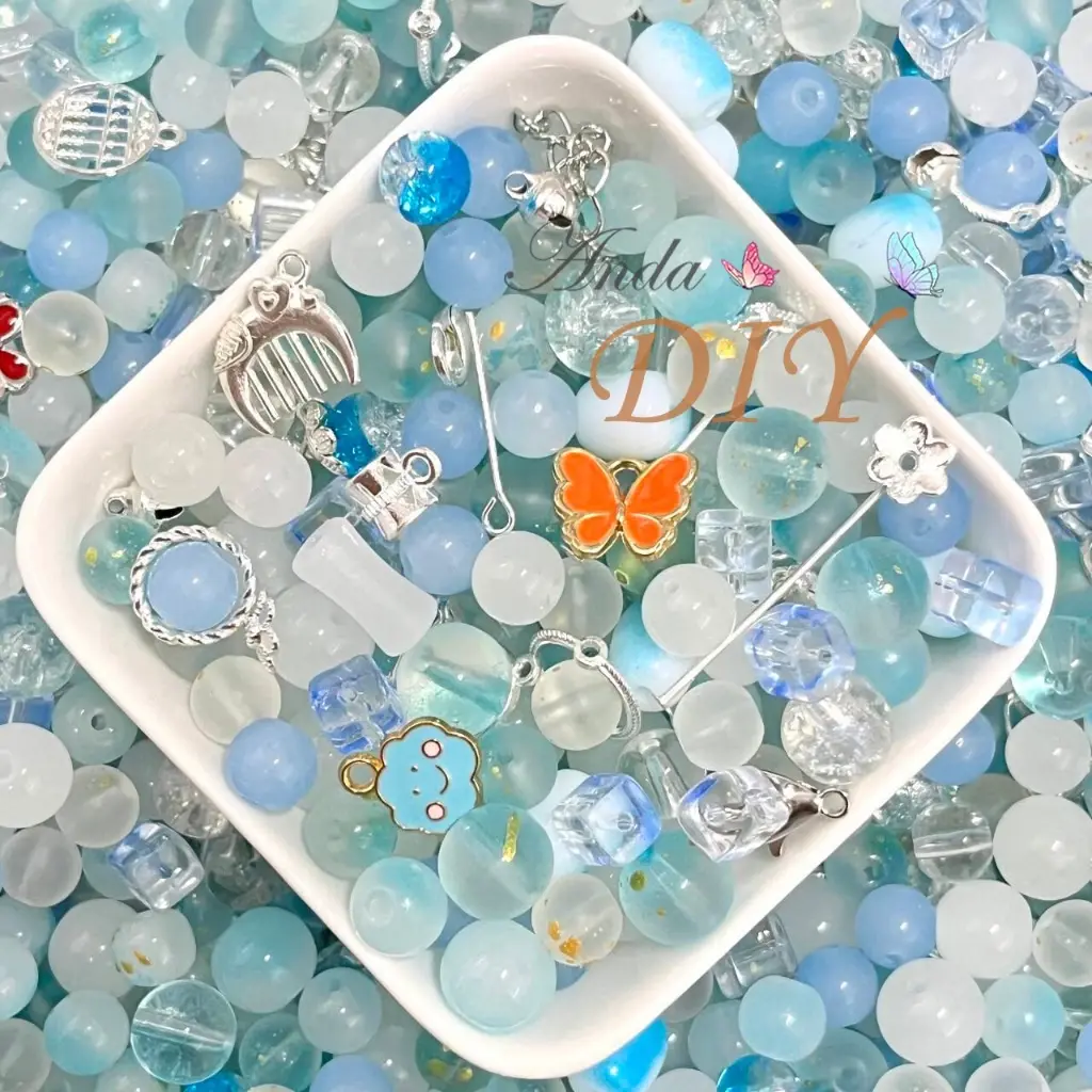 【50gr】 Mixed Glass Beads+Mixed Alloy Pendant Stylish Charm Jewelry Spacer Beads Can Be Used for DIY Jewelry Making Necklace Bracelet and Crafts