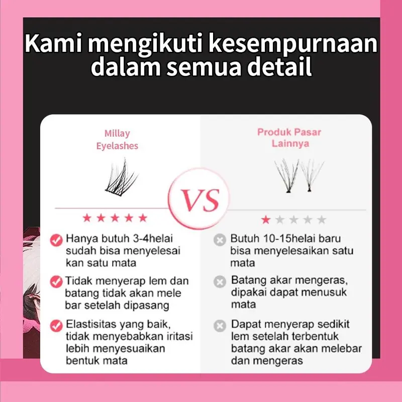 MILAI A08 Trilogy 10 Baris Bulu Mata Palsu  Berkualitas Tinggi + Lem Ekstensi Bulu Mata | Riasan Mata Bulumata Eyelash Pelentik 6
