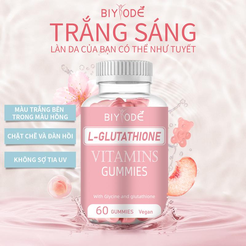 Hỗ trợ COD BIYODE Gummies Hộp bổ sung vitamin làm trắng 60 viên Collagen Bear Candy Collagen glutathione trắng dha trắng Khả năng dưỡng ẩm cho da Kẹo dẻo Gummy Bears 60 viên chai